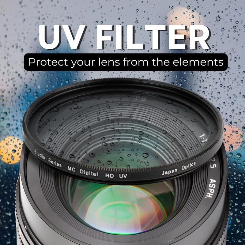 SSE 58mm Multi-Coated 3 Piece Filter Kit (UV-CPL-FLD) for DSLR Canon EOS Rebel 70D 77D 80D 90D T8i T7 T7i T6i T6s T6 T5i T5 T4i T3i T100 SL1 SL2 SL3 & More - Image 3